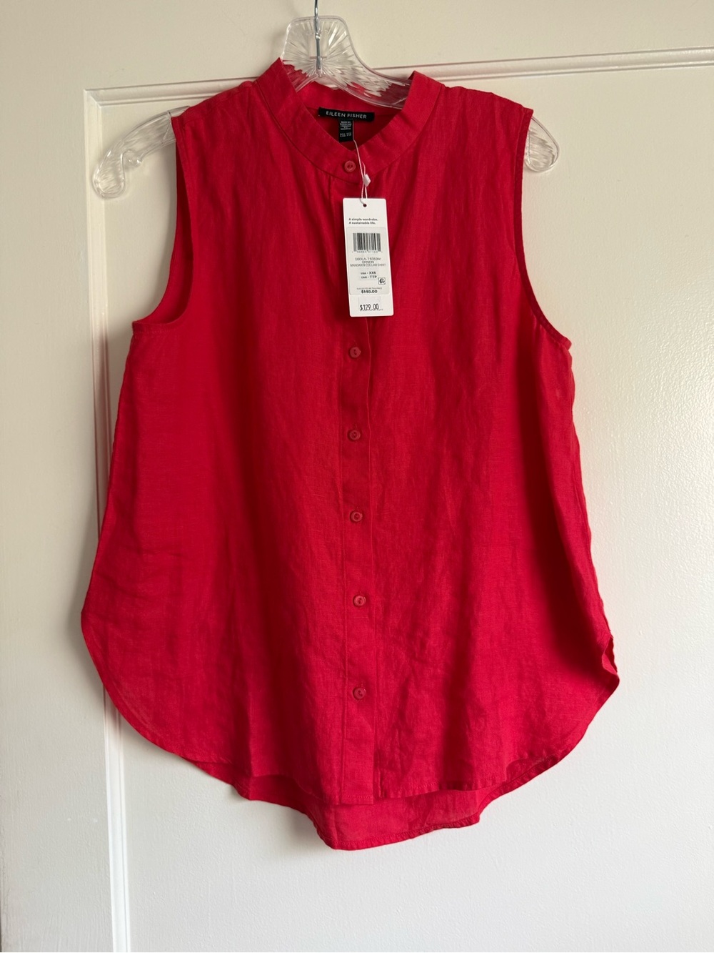 Eileen Fisher Sleeveless Button-Front Linen Top in Grenadine.